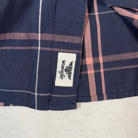 Wrangler Flex for Comfort Button Down Shirt Men 3XL Blue Pink Plaid Long Sleeve - Picture 11 of 12